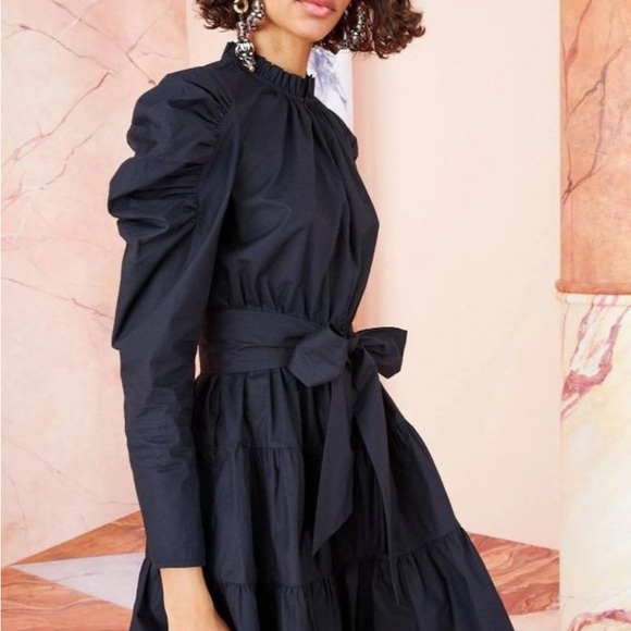 ULLA JOHNSON NAIMA black long sleeve DRESS Size 6 - Picture 2 of 4